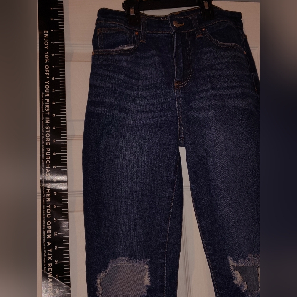 Women's Blue Distressed Jeans - Picture 8 of 13